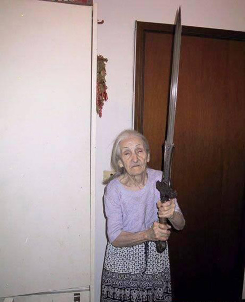 grandma with a sword