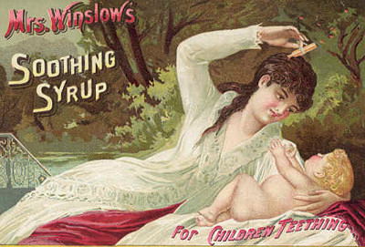 For instance, each ounce of Mrs. Winslow's Soothing Syrup contained 65 mg of pure morphine.In 1910 the New York Times decided the whole narcotic-babysitter concept was probably bad in the long run, and ran an article pointing out that these soothing syrups contained, "...morphin sulphate, chloroform, morphine hydrochloride, codeine, heroin, powdered opium, cannabis indica," and sometimes several of them in combination.