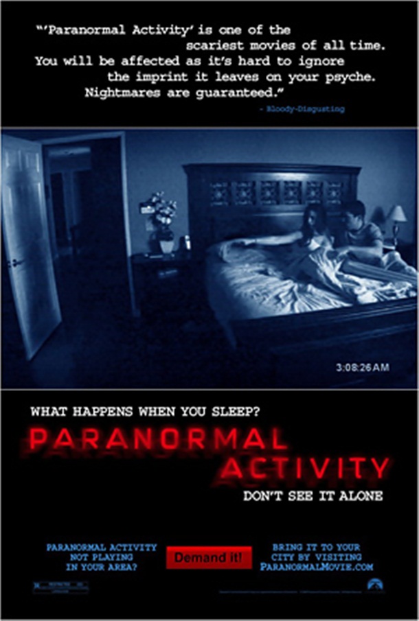 Movie poster of Paranormal Activity film.