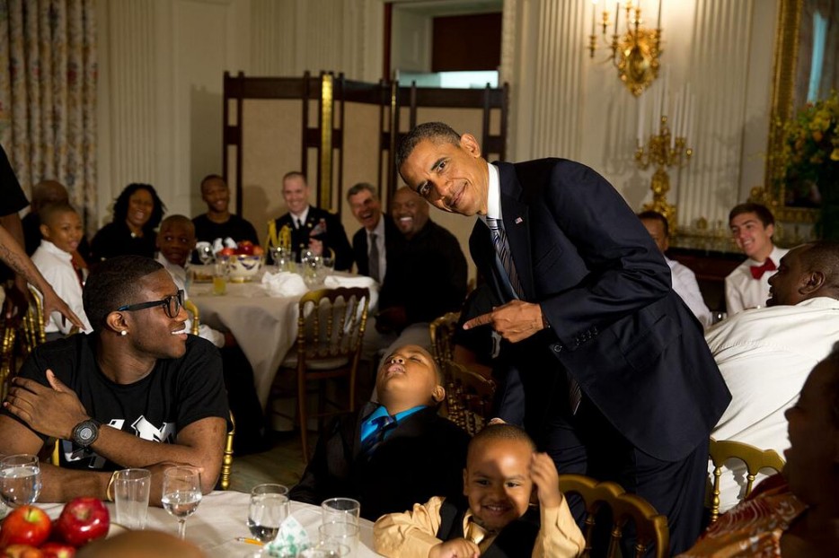 President Obama catches a kid sleeping and takes advantage of it