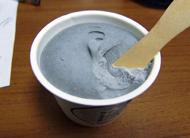 Charcoal ice cream-Popular in Japan a worlds leader of the craziest ice cream flavors, this is definitely one of the most bizarre ice cream ever. Hard to guess its taste, it combines the carbon tinge of coal and the cold sensation ice.