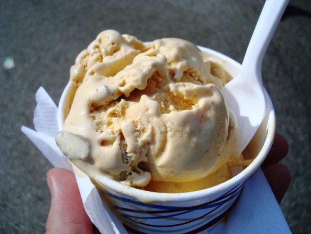 Mushroom ice cream-This ice cream is usually made of candy cap mushrooms. Smelling just like maple syrup, the mushrooms are often used to flavor desserts  either crushed up into a powder or steeped to impart their flavor on bases for ice creams, panna cottas, custards etc.