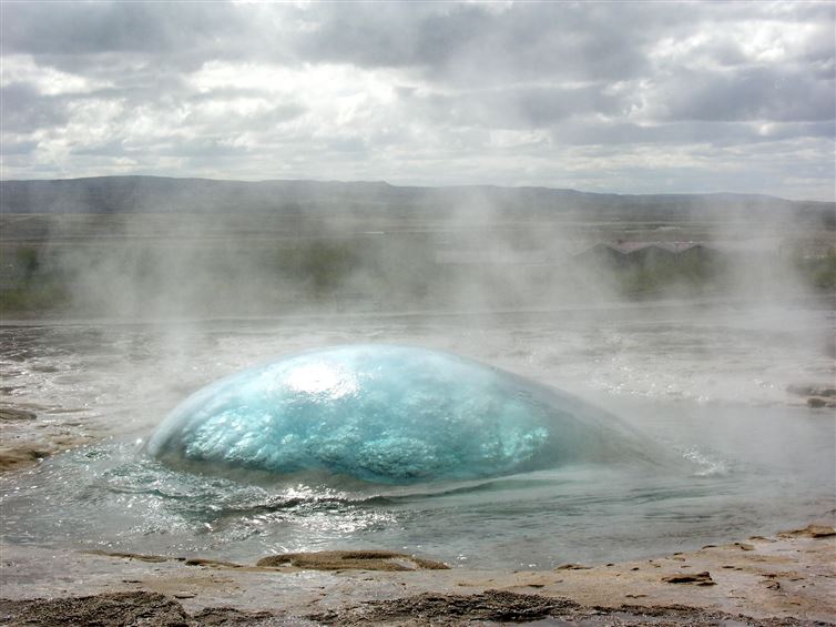 A geyser just before eruption