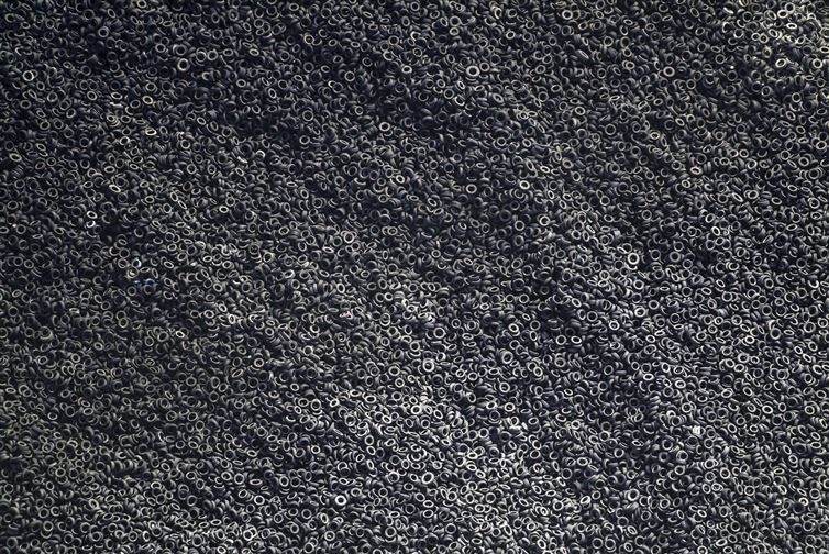 An aerial view of a scrap tire dump