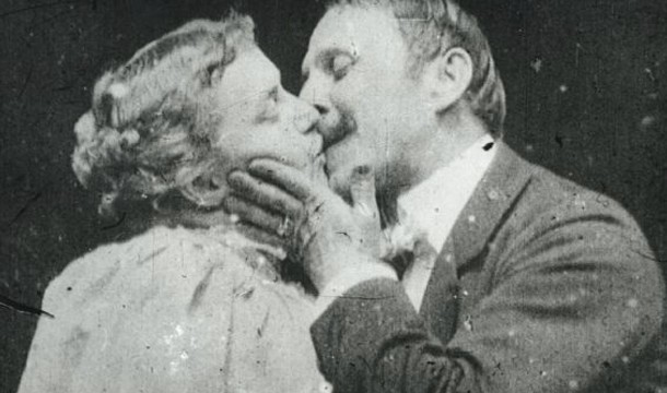 The first on-screen kiss was shot in 1896 by the Edison Company. Titled The May Irwin-John C. Rice Kiss, the film was 30 seconds long and consisted entirely of a man and a woman kissing close up