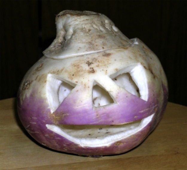 The first jack-o-lanterns were actually made from turnips