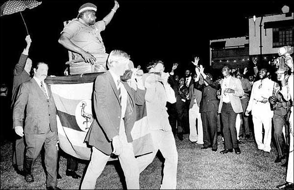 Idi Amin Forced White Men to Carry Him Around. Idi Amin President of Uganda from 1971 to 1979 was a ruthless dictator known for his erratic behavior. When he inaugurated himself President for Life, he celebrated by being carried aloft through the streets in a sedan chair by four white men, which he jokingly referred to as The White Man's Burden. We Africans used to carry Europeans, but now Europeans are carrying us. We are now the masters, he was quoted as saying