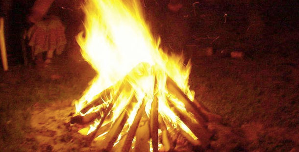 Halloween celebration of Samhain, bonfires were lit to ensure the sun would return after the long winters. Often Druid priests would throw the bones of cattle into the flames and, hence, bone fire became bonfire