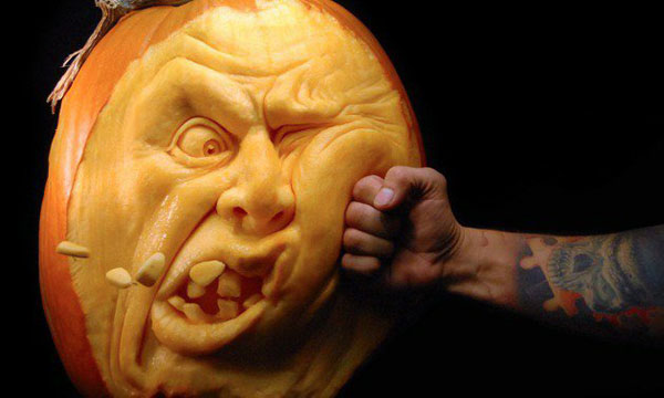 Creative Jack o Lantern carved pumpkin - 3d pumpkin carving