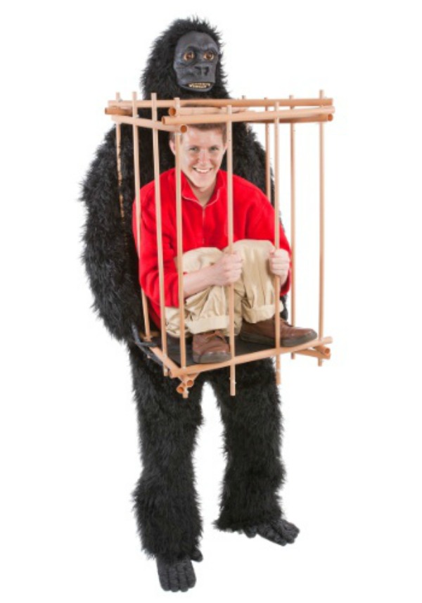 Gorilla With A Man In A Cage