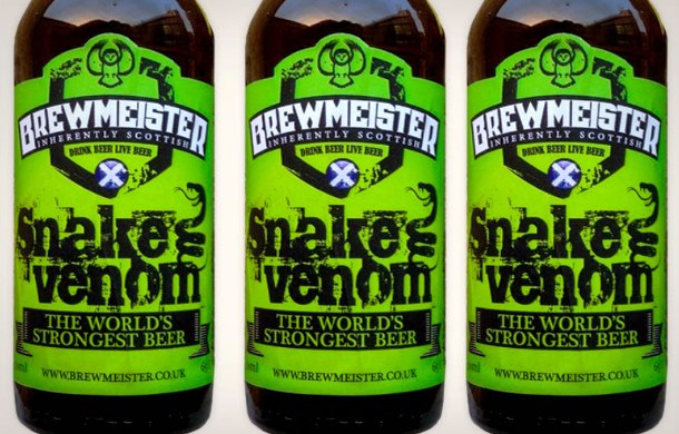 The worlds strongest beer is Brewmeisters Snake Venom. While regular beer usually have about 5 ABV, this Scottish killer has a stomach-burning 67,5 ABV