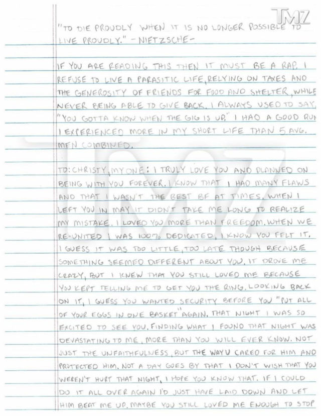 War Machines suicide letter from prison.