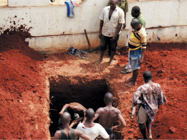 The persistence of the virus is a reason why burying of the dead infected people poses a great risk to the survivors. Nearly two thirds of the cases of Ebola infections in Guinea during the 2014 outbreak are believed to have been contracted via unprotected contact with infected corpses during some Guinean burial rituals.