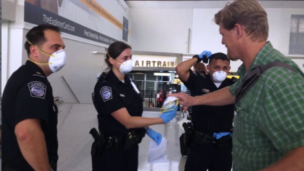 Major U.S. international airports now screen passengers coming from the affected African countries for Ebola exposure. These precautions combined with strong health system and sanitary habits of American residents should make spreading the disease in the U.S. impossible.