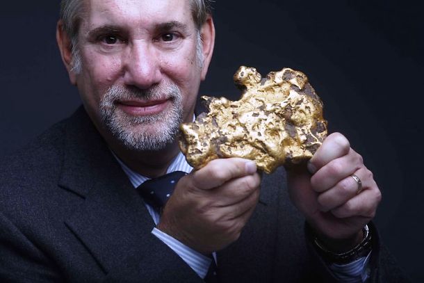 Gold nugget...A Californian man armed with a metal detector and a shovel discovered an 8.2-pound lump of gold in his backyard in 2011. Thanks to its extraordinary size, the nugget was sold at auction for an incredible 460,000. The lucky finder of the nugget remained anonymous to prevent a literal gold rush onto his property. Geologists said the likelihood that there is more gold on that land is 100 percent so the Californian may spend the rest of his life digging up his backyard.