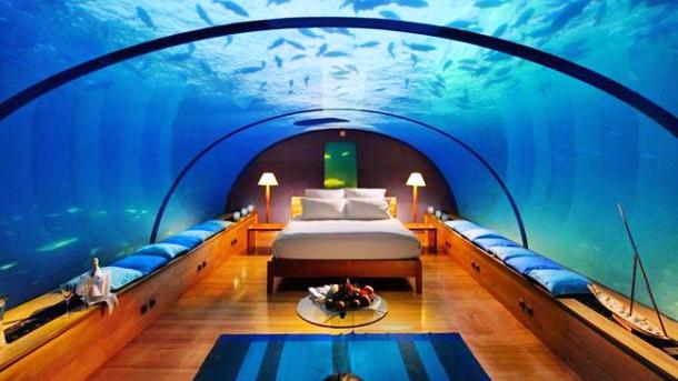Maldives island of Rangali. Owned by the international luxury brand Conrad Hotels  Resorts, the hotel has been voted twice as the best hotel in the world.