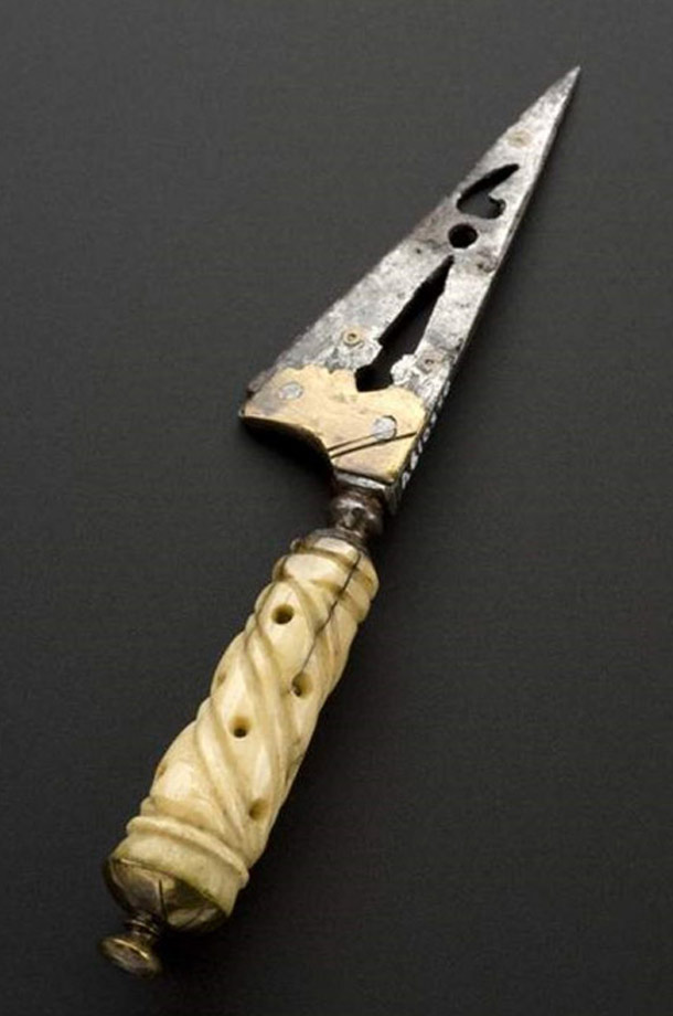 Circumcision Knife: Circumcision is still practiced today, but few instruments used in the process are as intimidating as this European knife from the 18th century.