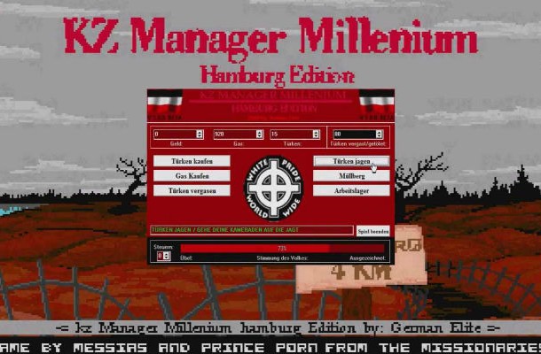 KZ Manager was banned in Germany and won the award for the Most Unnecessary Game of the Year at the 2001 IGN Awards. To play this game you have to become a Nazi concentration camp manager where the resources to be managed include prisoners who are either Jews or Gypsies. What the hell was the developer thinking?