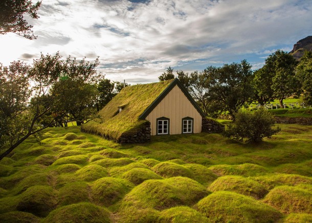 After spending some time in Icelands nature, you just get used to the fact that almost everything around you is unearthly beautiful. Then, seeing a church like this is no surprise to you. Built in 1884, the Hofskirkja Turf Church is one of just six turf churches still standing in the country.