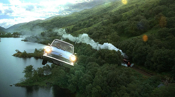 One of the flying cars used in Harry Potter and the Chamber of Secrets was stolen off the set. It was discovered seven months later when an anonymous caller informed police of its whereabouts.
