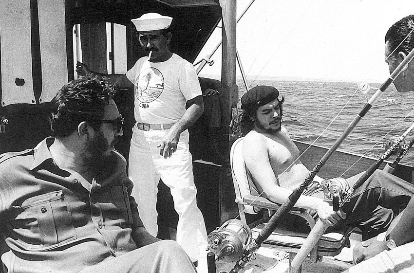 Che Guevara and Fidel Castro fishing, 1960.