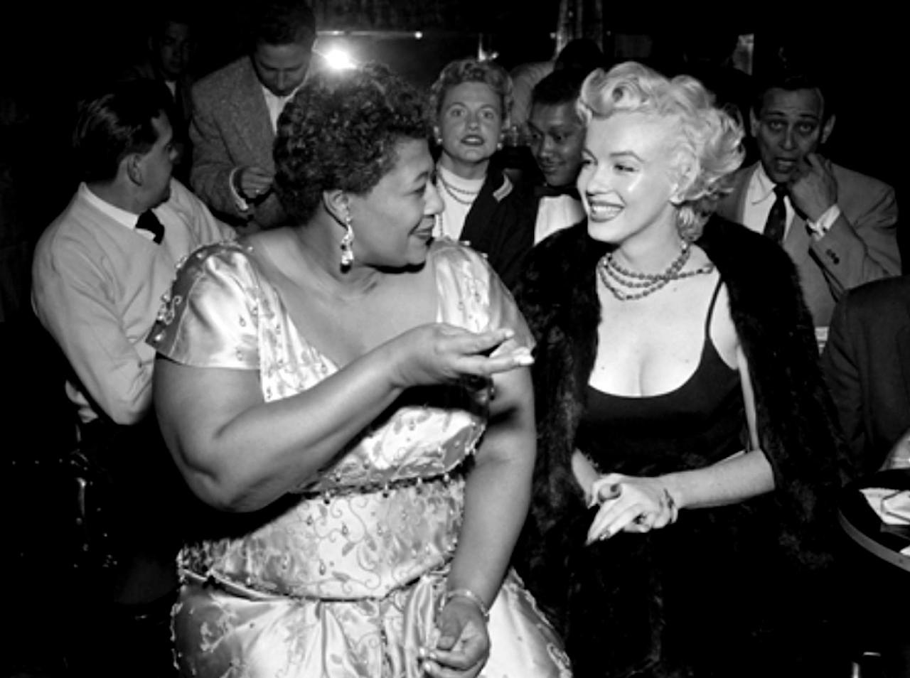 Marilyn Monroe with Ella Fitzgerald at the the Mocambo. A popular Hollywood night club at the time.