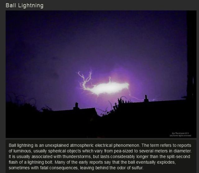 sky - Ball Lightning Th11 www Ball lightning is an unexplained atmospheric electrical phenomenon. The term refers to reports of luminous, usually spherical objects which vary from peasized to several meters in diameter It is usually associated with…
