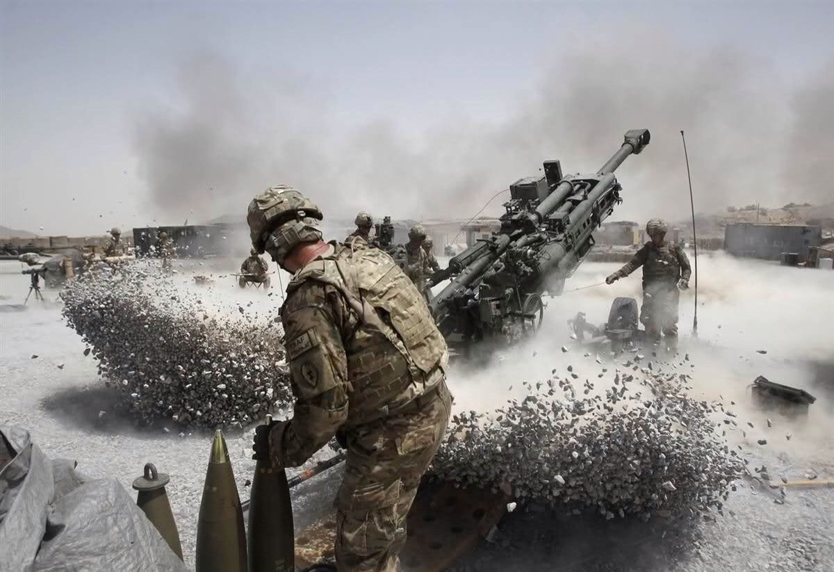 U.S. Army soldiers firing a Howitzer in Afghanistan