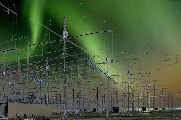 A surviving remnant of Reagan's Star Wars initiative, the High Frequency Active Auroral Research Program HAARP in Gakona, Alaska is one of the more controversial and mysterious military projects in recent history. The official objectives of this Air ForceNavy lovechild is to shoot high frequency beams through the ionosphere for scientific research purposes meaning there are no military applications.However, a litany of conspiracy theories, as well as some actual solid evidence, suggest more is going on there than mere adult science fair projects. Fringe theories range from the facility being used to test electromagnetic "mind control" signals to it being the homebase of geoengineering and weather modifying technology. Others claim they are working on holographic technology that can be used to beam images into the sky. A rash of mysterious humming and booming sounds in the region have also been attributed to HAARP activity.