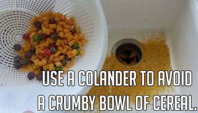 cereal dust - Use A Colander To Avoid A Crumby Bowl Of Cereal
