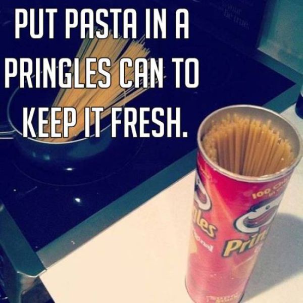 drink - Put Pasta In A Pringles Can To _KEEP It Fresh. 10