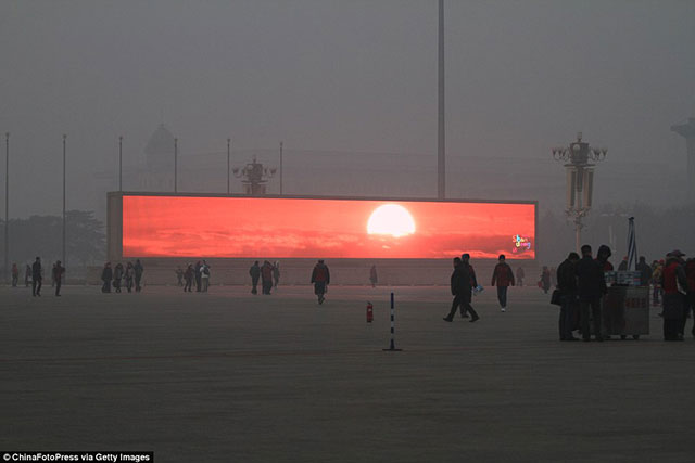 beijing sunrise screen - ChinaFotoPress via Getty Images