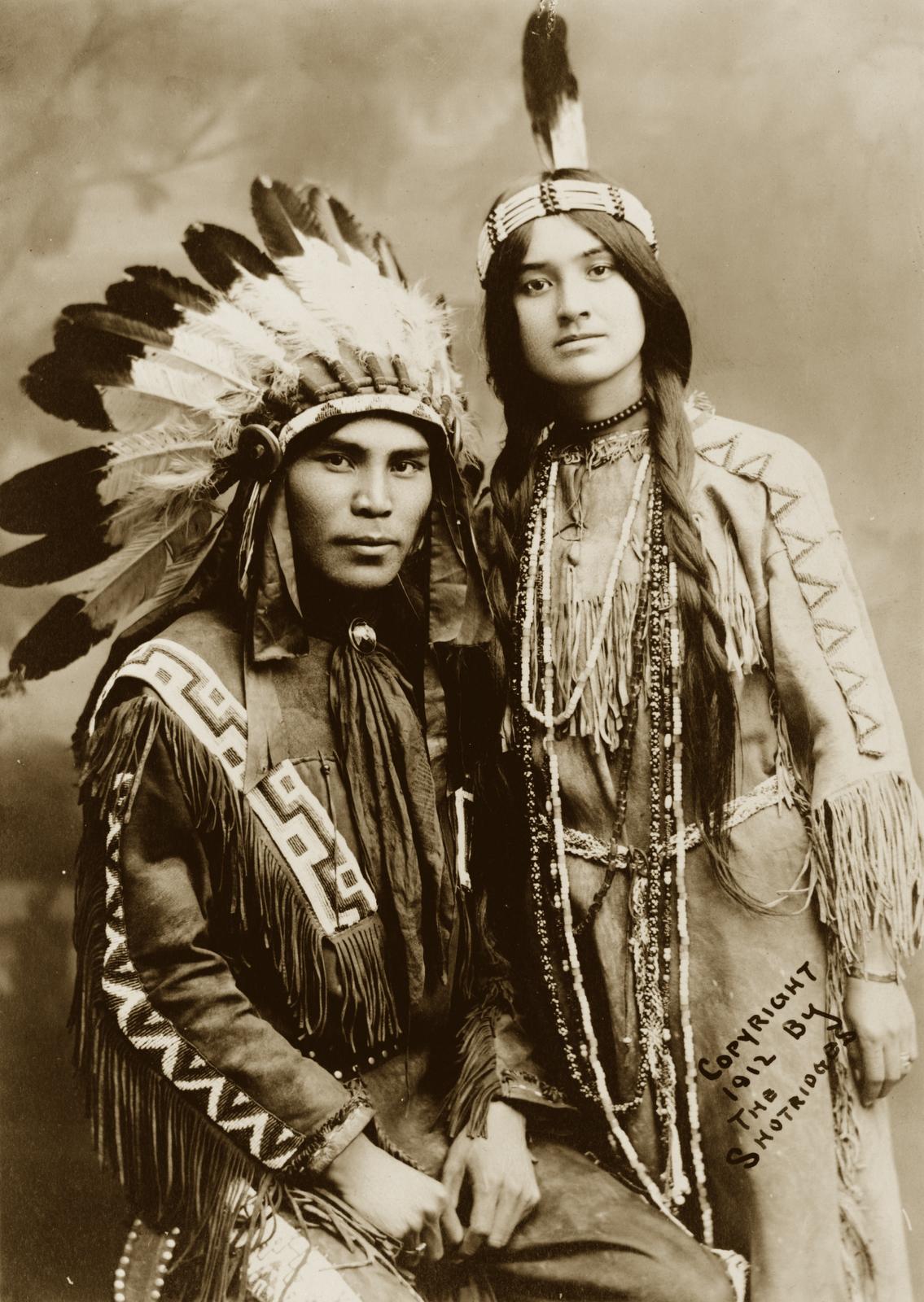 Native North American couple, Situwuka and Katkwachsnea, 1912. They are Tlingit