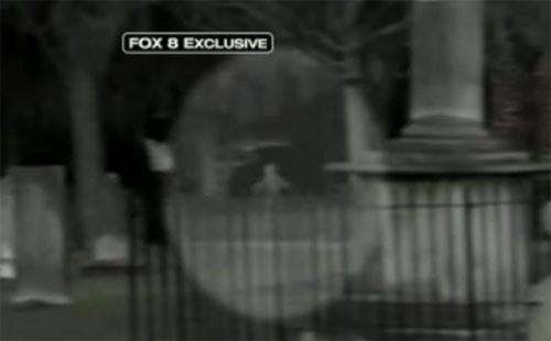 This is a still frame from a video taken in 2008 at Colonial Park Cemetery in Savannah, Georgia. It shows what appears to the ghost of a child running through the graveyard.
