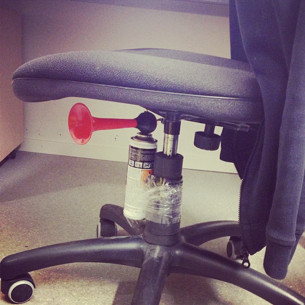 air horn office chair prank