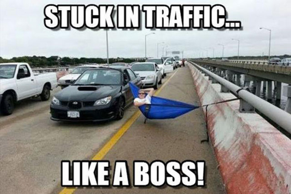 traffic funny meme - Stuck Intraffic... A Boss!