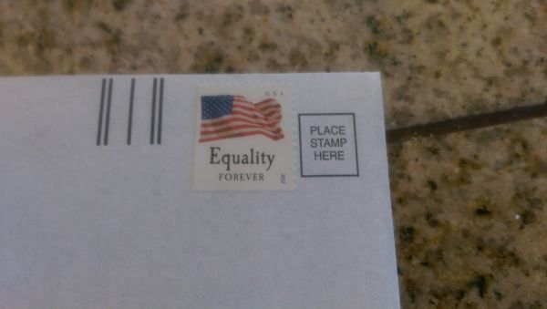 material - Place Stamp Here Equality Forever