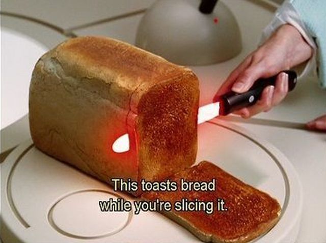 cool inventions - This toasts bread while you're slicing it.