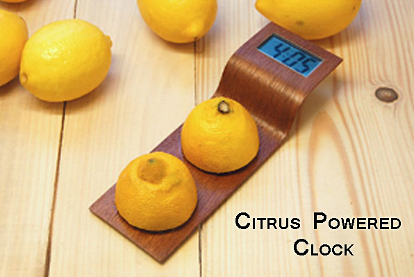 lemon powered clock - Luks Citrus Powered Clock