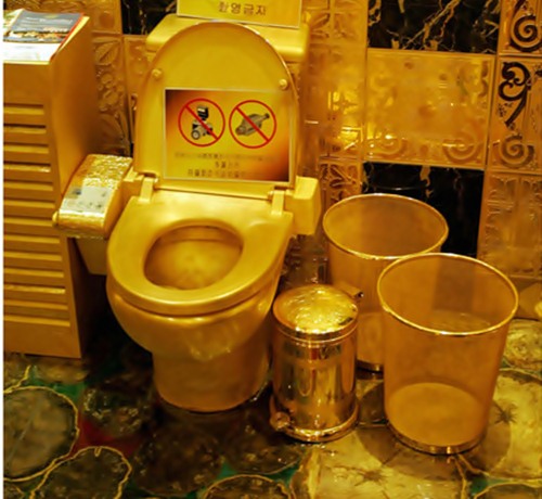 And here we have the golden crapper.