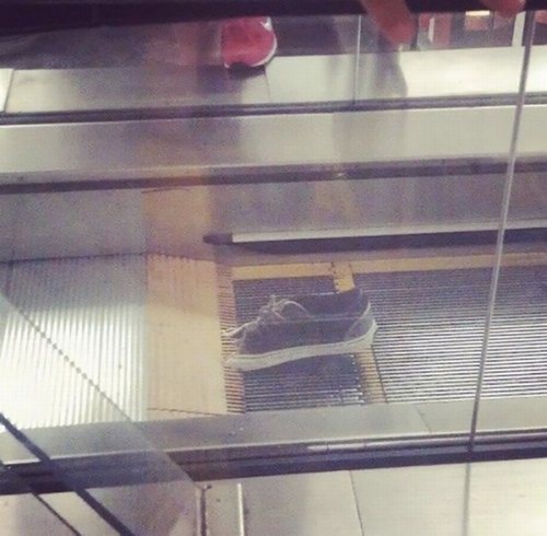 nope shoe stuck in escalator