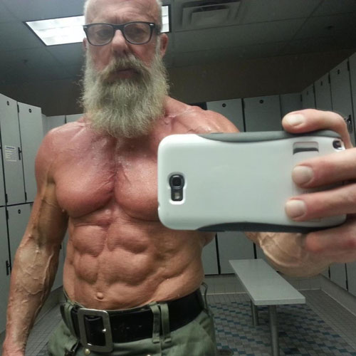 selfie muscle old man
