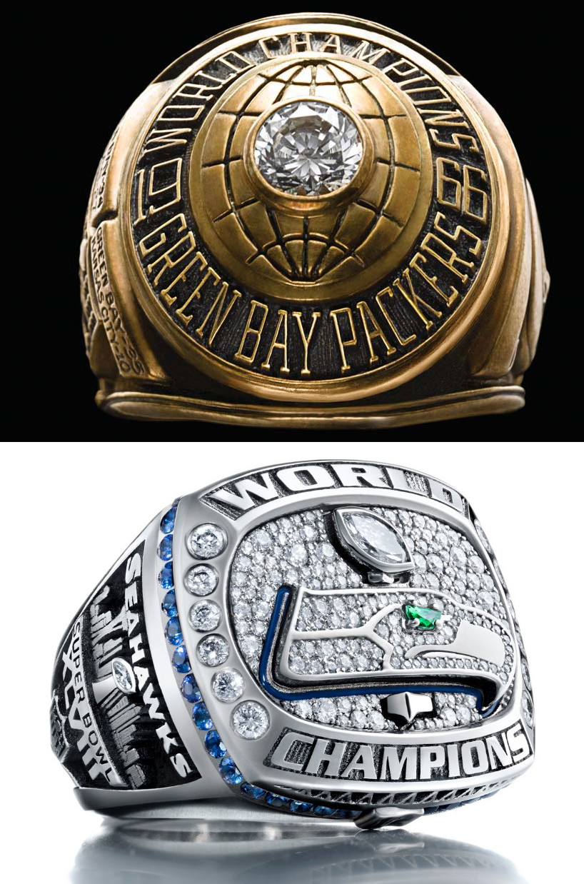 First Superbowl ring compared to 2014’s version