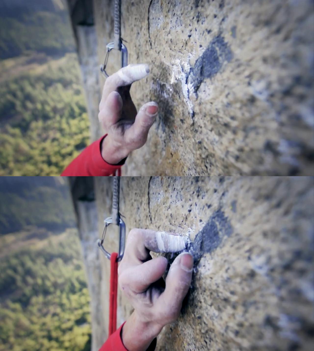 The size of some of the holds Tommy Caldwell and Kevin Jorgeson used on their recent record breaking ascent of El Capitan