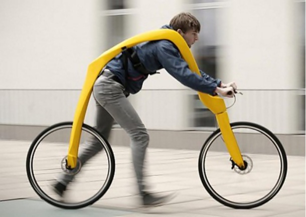 This awkward bicycle that forces you to use your feet