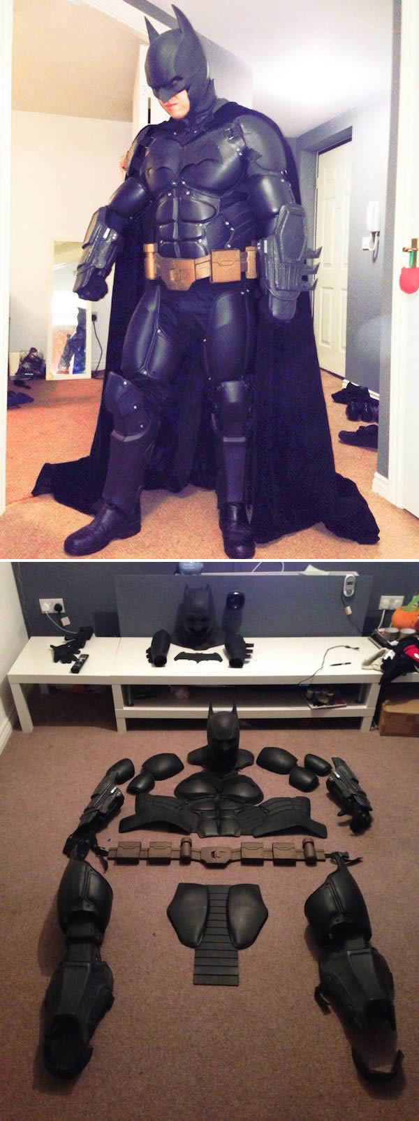 3D Printed Batman Suit-
Keith Harris was born with a deformed right hand caused by a rare condition called symbrachydactyly. Mother Kim Harris said her son has come out of his shell with the new hand.

Keith got his 3D hand through a group called the E-Nable Organization. A volunteer in North Carolina created the hand, which cost only $45. A new prosthetic would have been too expensive, about $40,000, and would have lasted only as long as Keith didn't grow
