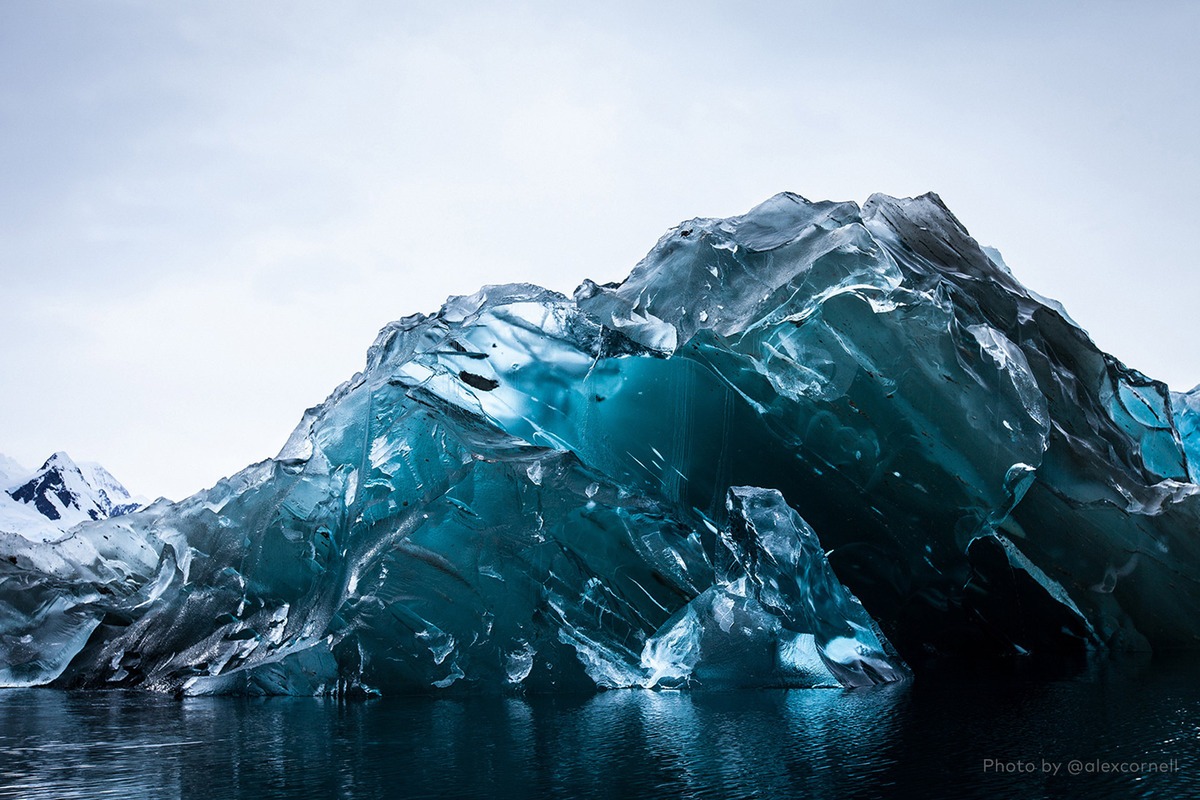Rare image of an iceberg that has flipped over