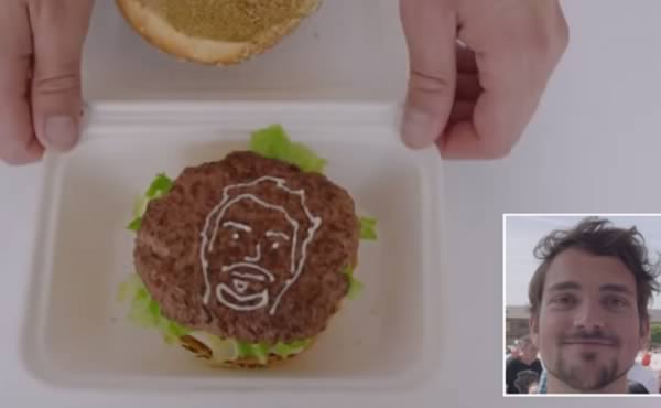 Mayonnaise maker Hellmann's created a 3D printer that draws your selfie onto a burger using mayo. The company's got it operating inside a food truck where you can go and get one of your very own! Just stand in line for an inevitable eternity, get your picture taken using a smartphone, then they'll send the image over to the 3D printer where it'll squirt your face on a burger