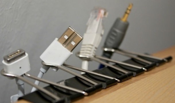 However, if the previous advice doesn’t sound good to you then you can use binder clips to keep your cables separated. Just clip them to the edge of your desk and rest assured your cables will never get tangled again.
