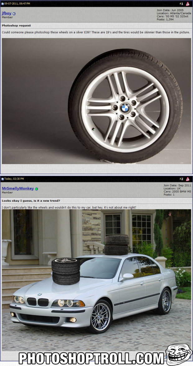 bmw e39 m5 usa - 09072011, ifboy o Member Join Date Location AtlantaCanada Cars '00 M5 '02 325xit Posts 1,394 Photoshop request Could someone please photoshop these wheels on a silver E39? These are 19's and the tires would be skinnier than those in the p
